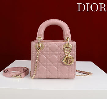 Okify Dior Lady Bag Pink Lambskin Velvet 17x15x7cm 27567