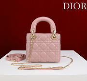 Okify Dior Lady Bag Pink Lambskin Velvet 17x15x7cm 27567 - 5
