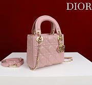 Okify Dior Lady Bag Pink Lambskin Velvet 17x15x7cm 27567 - 4