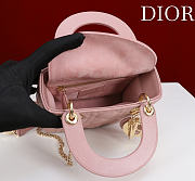 Okify Dior Lady Bag Pink Lambskin Velvet 17x15x7cm 27567 - 3