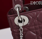 Okify Dior Lady Bag Dark Red Lambskin Velvet Silver Hardware 17x15x7cm - 2