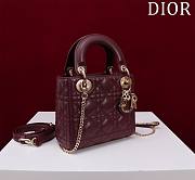 Okify Dior Lady Bag Dark Red Lambskin Velvet Gold Hardware 17x15x7cm - 6