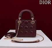 Okify Dior Lady Bag Dark Red Lambskin Velvet Gold Hardware 17x15x7cm - 4