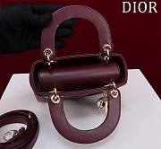 Okify Dior Lady Bag Dark Red Lambskin Velvet Gold Hardware 17x15x7cm - 3