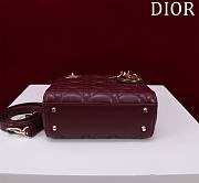 Okify Dior Lady Bag Dark Red Lambskin Velvet Gold Hardware 17x15x7cm - 2