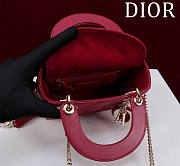 Okify Dior Lady Bag Red Lambskin Velvet 17x15x7cm - 6