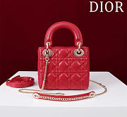Okify Dior Lady Bag Red Lambskin Velvet 17x15x7cm - 5