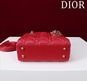 Okify Dior Lady Bag Red Lambskin Velvet 17x15x7cm - 4