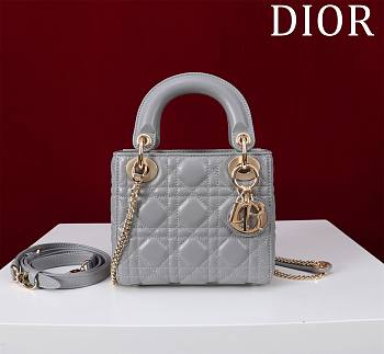 Okify Dior Lady Bag Gray Lambskin Velvet 17x15x7cm