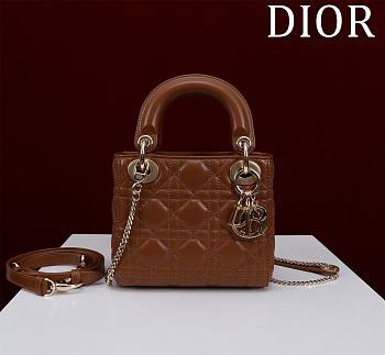 Okify Dior Lady Bag Brown Lambskin Velvet 17x15x7cm