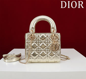 Okify Dior Lady Bag Light Gold Lambskin Velvet 17x15x7cm