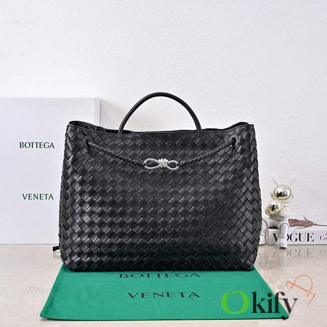 Okify Bottega Veneta Andiamo Bag Black Silver Hardware 45x34x22cm - 1