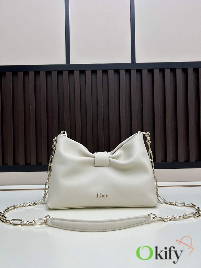 Okify Dior Small Bow Bag White Lambskin 27x18x8cm - 1