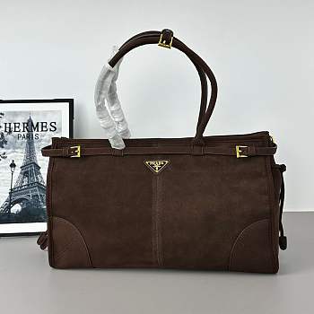Okify Prada Bonnie Bag Dark Brown Suede 38x24x12cm