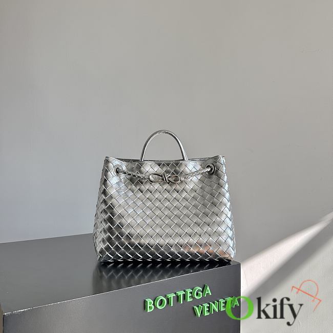 Okify Bottega Veneta Medium Andiamo Bag Silver 32x24x12cm - 1