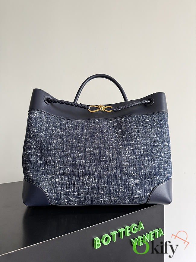 Okify Bottega Veneta Large Andiamo Bag Denim Blue 42x35x18cm  - 1