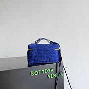 Okify Bottega Veneta Bang Bang Vanity Case Bag Dark Blue Suede 22x12.5x5cm - 5