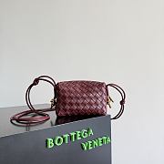 Okify Bottega Veneta Mini Loop Metal Knot Bag Dark Red 17x11x6cm - 1