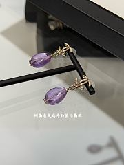 Okify CC 26C Light Gold Earrings With Purple Flat Glass Bead - 4