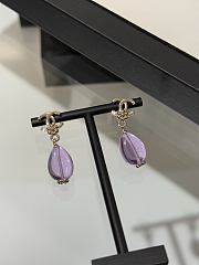 Okify CC 26C Light Gold Earrings With Purple Flat Glass Bead - 6