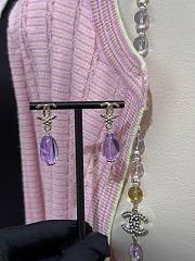 Okify CC 26C Light Gold Earrings With Purple Flat Glass Bead - 5