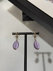 Okify CC 26C Light Gold Earrings With Purple Flat Glass Bead - 1