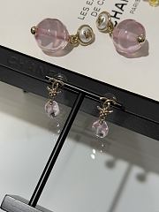 Okify CC 26C Light Gold Earrings With Pink Flat Glass Bead - 2