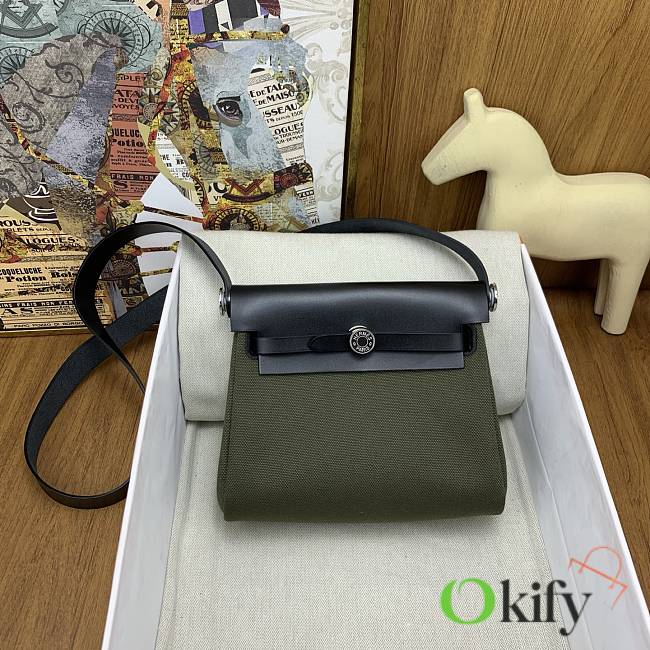 Okify Hermes Herbag Zip 20 Bag Black And Green  - 1