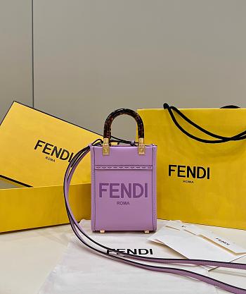 Okify Fendi Sunshine Mini Tote Bag Purple 18x13x6cm