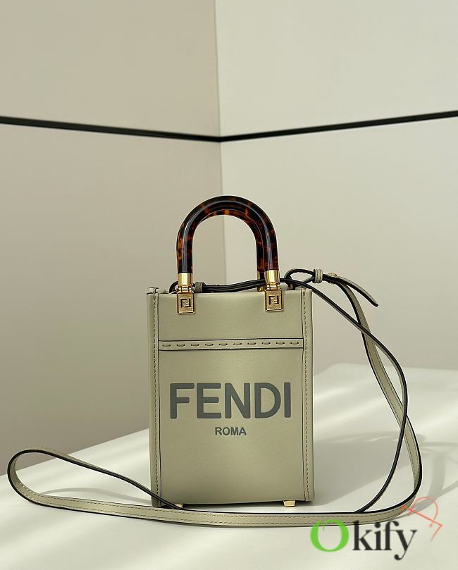 Okify Fendi Sunshine Mini Tote Bag Light Green 18x13x6cm - 1