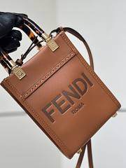 Okify Fendi Sunshine Mini Tote Bag Brown 18x13x6cm - 1