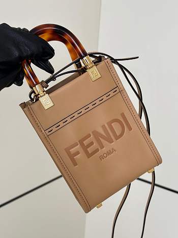 Okify Fendi Sunshine Mini Tote Bag Light Brown 18x13x6cm