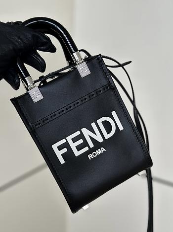 Okify Fendi Sunshine Mini Tote Bag Black And White 18x13x6cm