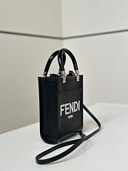 Okify Fendi Sunshine Mini Tote Bag Black And White 18x13x6cm - 6