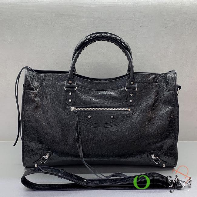 Okify Balenciaga Le City Extra Large Bag Black With Silver Hardware 46x30x17cm - 1