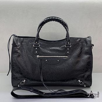 Okify Balenciaga Le City Extra Large Bag Black With Silver Hardware 46x30x17cm