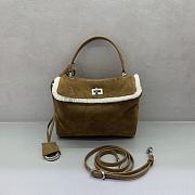 Okify Balenciaga Rodeo Mini Bag Brown Suede With Wool 22x17x8cm - 1