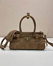 Okify Prada Bonnie Bag Brown Suede 23.5x12x9cm 1BA486  - 1