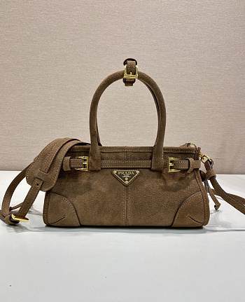 Okify Prada Bonnie Bag Brown Suede 23.5x12x9cm 1BA486 