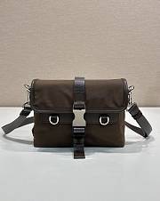 Okify Prada Re-Nylon And Leather Smartphone Case Bag Brown 2ZT071 19x13x5.5cm - 1