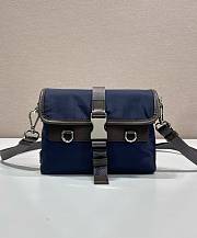 Okify Prada Re-Nylon And Leather Smartphone Case Bag Dark Blue 2ZT071 19x13x5.5cm - 1