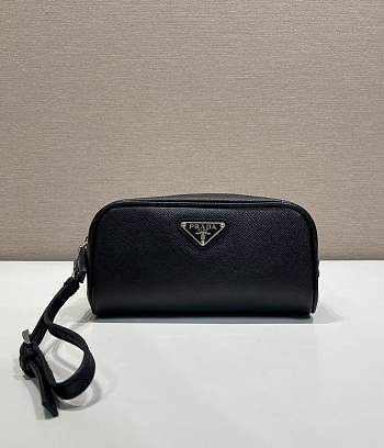 Okify Prada Small Black Leather Pouch 2NE045 20x10x8cm 