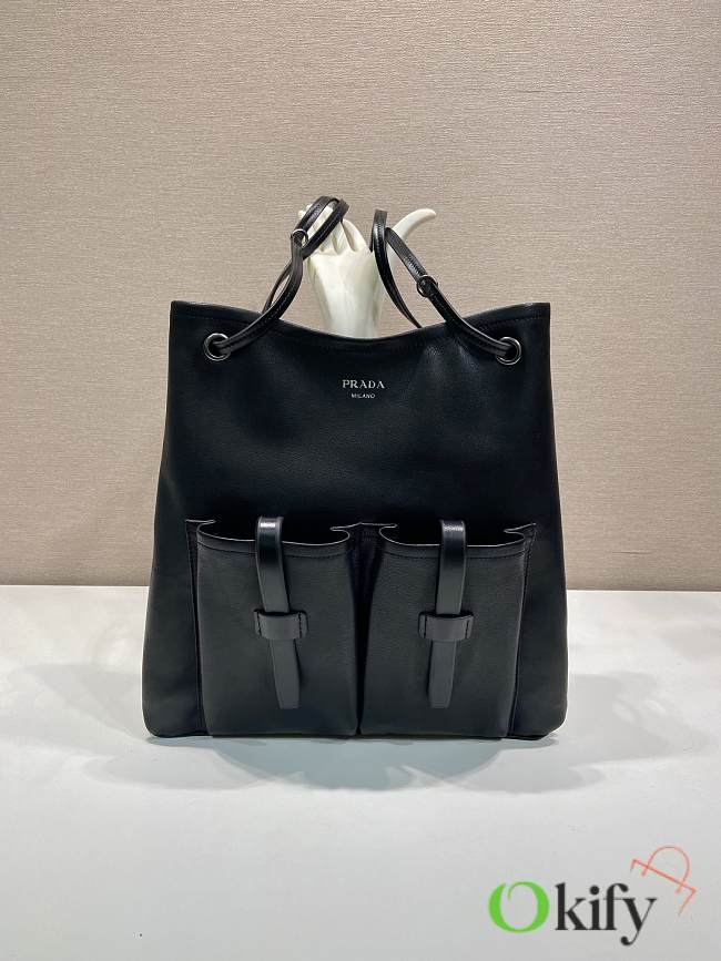 Okify Prada Large Black Leather Tote Bag 1BC293 39x33cm  - 1