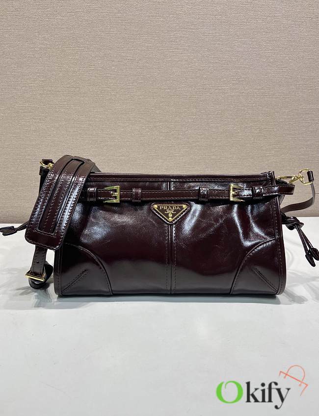 Okify Prada Bonnie Bag Dark Burgundy 1BA215 26x14x12cm - 1