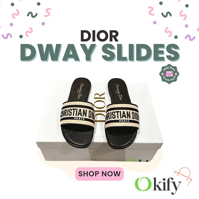 Okify Dior Dway Black And Beige Slide  - 1