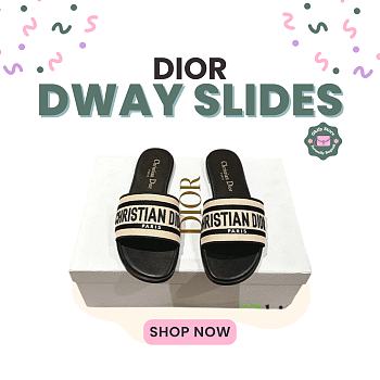 Okify Dior Dway Black And Beige Slide 