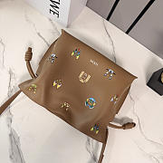 Okify Loewe Medium Flamenco Cats Clutch Bag Brown 30x24.5x10.5cm - 5