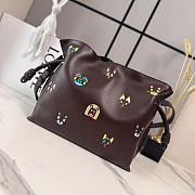 Okify Loewe Medium Flamenco Cats Clutch Bag Dark Brown 30x24.5x10.5cm - 4