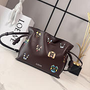 Okify Loewe Small Flamenco Cats Clutch Bag Dark Brown 23x18x9cm - 5