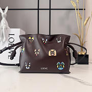 Okify Loewe Small Flamenco Cats Clutch Bag Dark Brown 23x18x9cm - 1